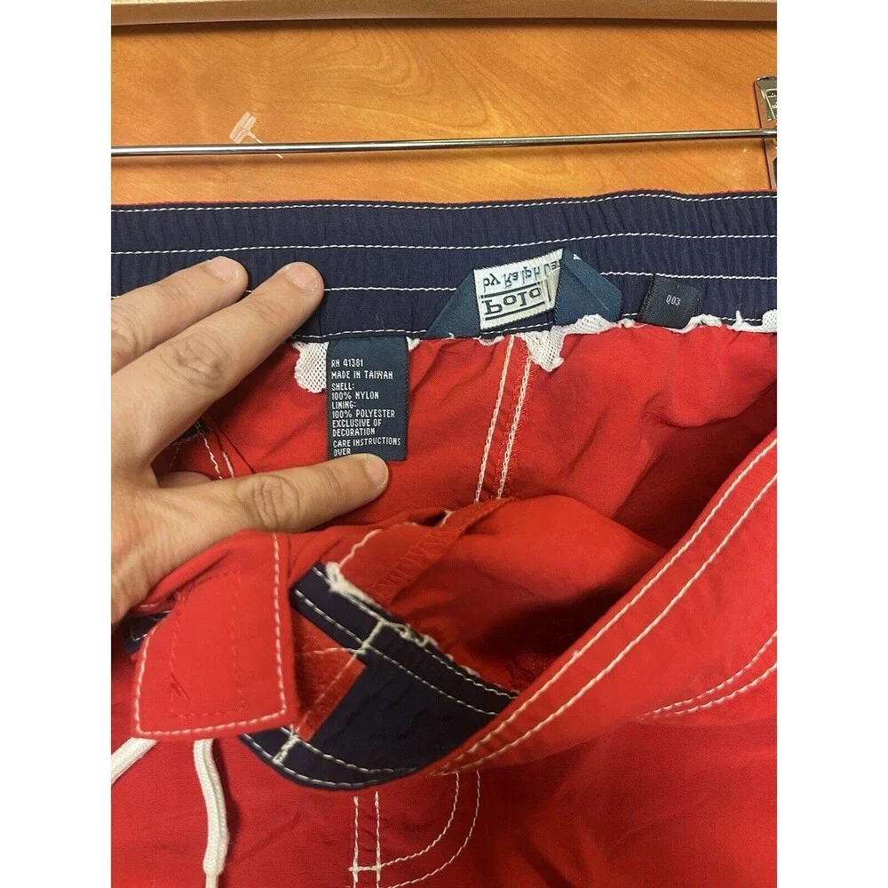 Polo Ralph Lauren Swim Trunks Red Lined Swimwear Board Beach No‎ Mesh Lining
